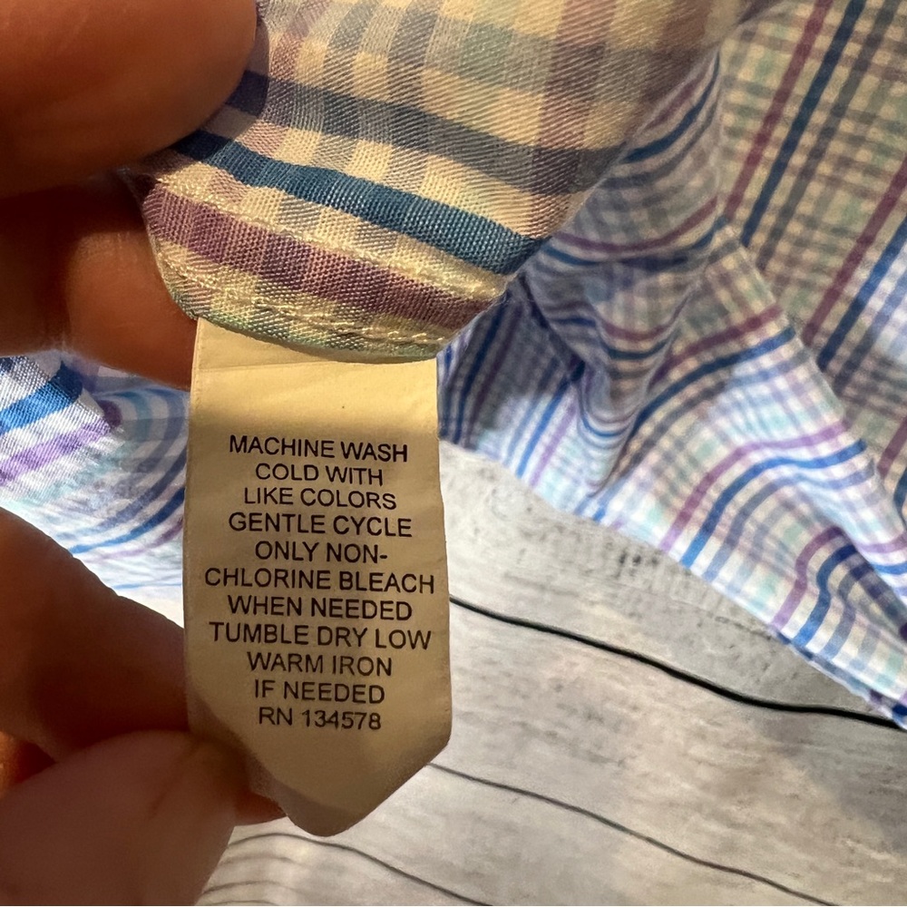 Vineyard Vines Blue Purple White Plaid Button Down Whale Shirt Cotton Preppy - Picture 6 of 7